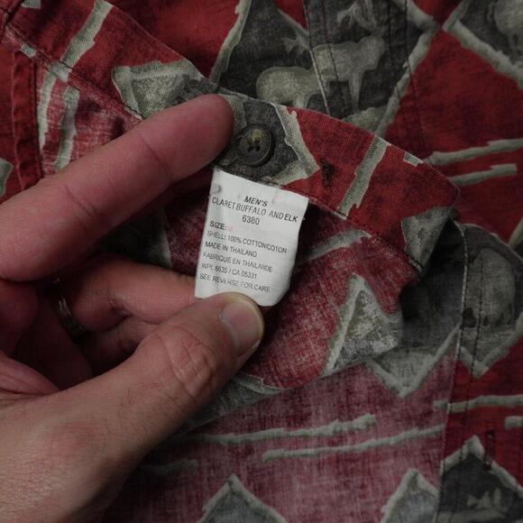 VTG Woolrich Red Buffalo Moose Deer Elk Button Up Shirt Cabin Hunting M Dad Gift - Picture 5 of 7